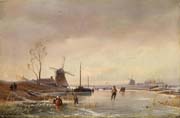 enjoyment on an icy dutch canal